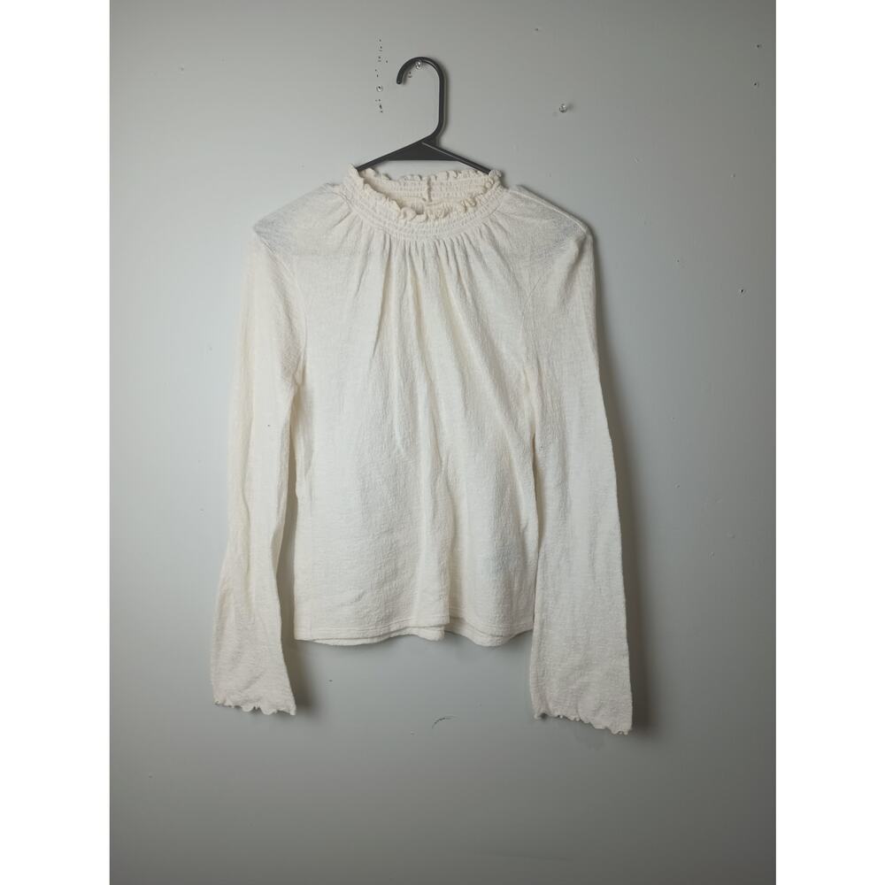 MADEWELL Texture & Thread Ruffled Smocked Mock‎ Neck Top Size XXS White